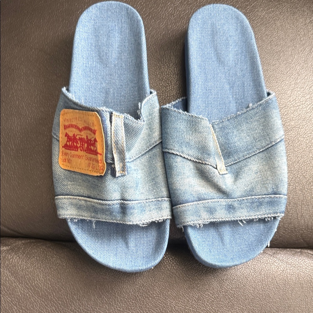 Casual Denim Slide Sandals nwot